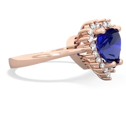 Lab Sapphire Sparkling Halo Heart 14K Rose Gold ring R0391