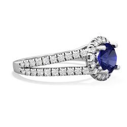 Lab Sapphire Pave Halo 14K White Gold ring R5490
