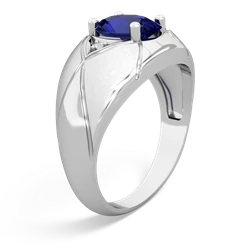 Lab Sapphire Men's Crossroads 14K White Gold ring R0361