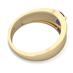Lab Sapphire Men's Two Lane 14K Yellow Gold ring R0363