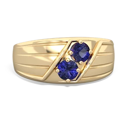 Lab Sapphire Men's Streamline 14K Yellow Gold ring R0460