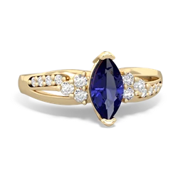 Lab Sapphire Royal Marquise 14K Yellow Gold ring R2343