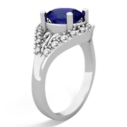 Lab Sapphire Antique Style Cocktail 14K White Gold ring R2564
