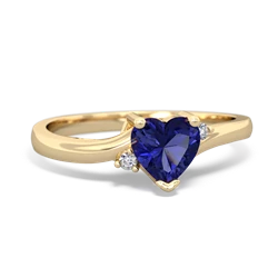 Lab Sapphire Delicate Heart 14K Yellow Gold ring R0203
