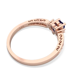 Lab Sapphire Filligree Scroll Heart 14K Rose Gold ring R2429
