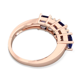 Lab Sapphire Three Stone Diamond Cluster 14K Rose Gold ring R2592
