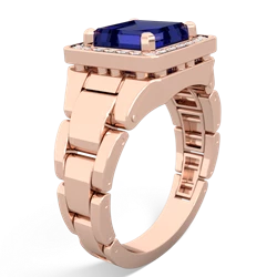 Lab Sapphire Men's Watch 14K Rose Gold ring R0510