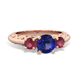 Lab Sapphire Art Deco Eternal Embrace Engagement 14K Rose Gold ring C2003