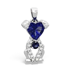 Lab Sapphire Puppy Love 14K White Gold pendant P5800