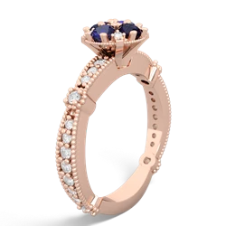 Lab Sapphire Sparkling Tiara Cluster 14K Rose Gold ring R26293RD