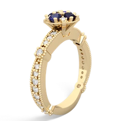Lab Sapphire Sparkling Tiara Cluster 14K Yellow Gold ring R26293RD