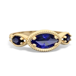 Lab Sapphire Milgrain Marquise 14K Yellow Gold ring R5700