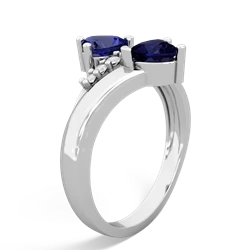 Lab Sapphire Heart To Heart 14K White Gold ring R2064