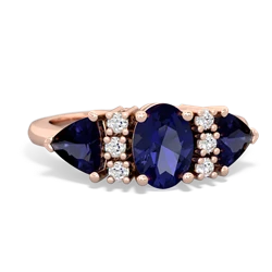 Lab Sapphire Antique Style Three Stone 14K Rose Gold ring R2186