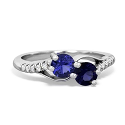 Lab Sapphire Infinity Pave Two Stone 14K White Gold ring R5285