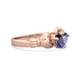 Lab Sapphire 'Our Heart' Claddagh 14K Rose Gold ring R2388