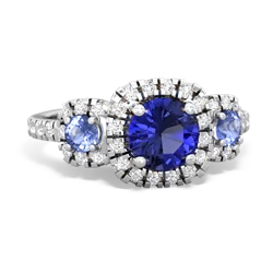 Lab Sapphire Regal Halo 14K White Gold ring R5350