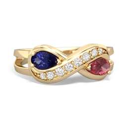 Lab Sapphire Diamond Infinity 14K Yellow Gold ring R5390