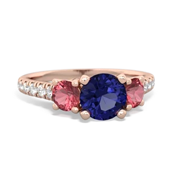 Lab Sapphire Pave Trellis 14K Rose Gold ring R5500