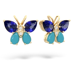 Lab Sapphire Butterfly 14K Yellow Gold earrings E2215