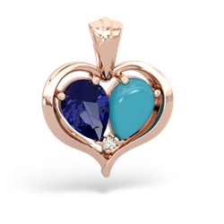 Lab Sapphire Two Become One 14K Rose Gold pendant P5330