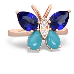 Lab Sapphire Butterfly 14K Rose Gold ring R2215