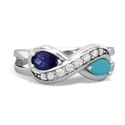 Lab Sapphire Diamond Infinity 14K White Gold ring R5390