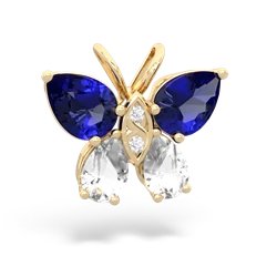Lab Sapphire Butterfly 14K Yellow Gold pendant P2215