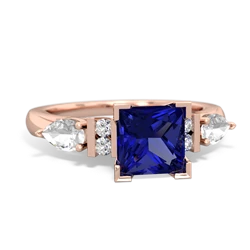 Lab Sapphire 6Mm Princess Eternal Embrace Engagement 14K Rose Gold ring C2002