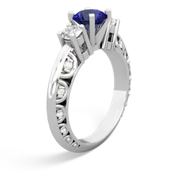 Lab Sapphire Art Deco Eternal Embrace Engagement 14K White Gold ring C2003