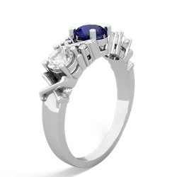 Lab Sapphire Hugs And Kisses 14K White Gold ring R5016