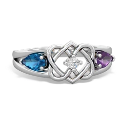 London Topaz Hearts Intertwined 14K White Gold ring R5880