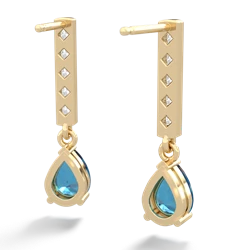 London Topaz Art Deco Diamond Drop 14K Yellow Gold earrings E5324
