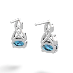 London Topaz Celtic Trinity Knot 14K White Gold earrings E2389