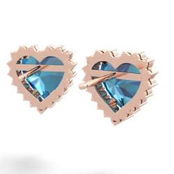 London Topaz Sparkling Halo Heart 14K Rose Gold earrings E0391