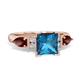 London Topaz 6Mm Princess Eternal Embrace Engagement 14K Rose Gold ring C2002
