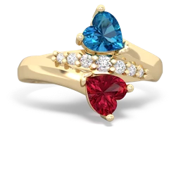 London Topaz Heart To Heart 14K Yellow Gold ring R2064