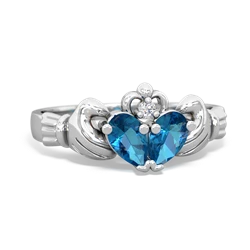 London Topaz 'Our Heart' Claddagh 14K White Gold ring R2388