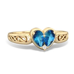 London Topaz Filligree 'One Heart' 14K Yellow Gold ring R5070