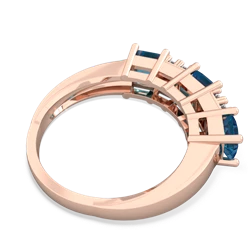 Garnet Three Stone Diamond Cluster 14K Rose Gold ring R2592