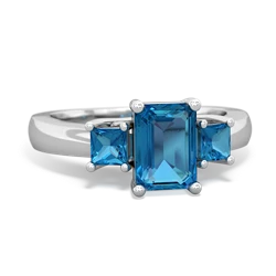 Garnet Three Stone Emerald-Cut Trellis 14K White Gold ring R4021