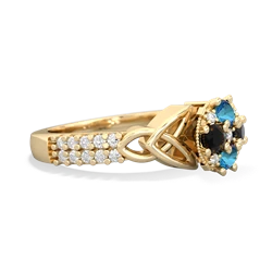 London Topaz Celtic Knot Cluster Engagement 14K Yellow Gold ring R26443RD