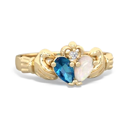 London Topaz 'Our Heart' Claddagh 14K Yellow Gold ring R2388