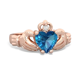 London Topaz Claddagh Diamond Crown 14K Rose Gold ring R2372