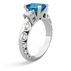 London Topaz Art Deco Diamond 8X6 Emerald-Cut Engagement 14K White Gold ring R20018EM