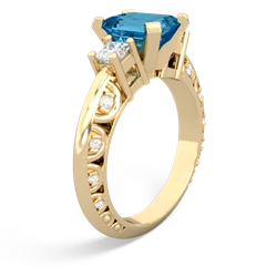 London Topaz Art Deco Diamond 8X6 Emerald-Cut Engagement 14K Yellow Gold ring R20018EM