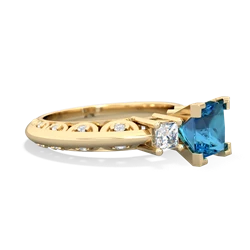 London Topaz Art Deco Diamond Engagement 6Mm Princess 14K Yellow Gold ring R2001