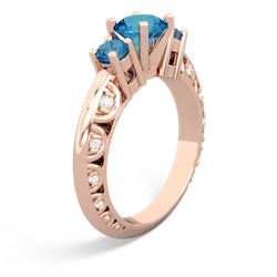 London Topaz Art Deco Eternal Embrace Engagement 14K Rose Gold ring C2003