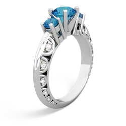 London Topaz Art Deco Eternal Embrace Engagement 14K White Gold ring C2003