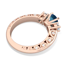 London Topaz Art Deco Diamond 6Mm Round Engagment 14K Rose Gold ring R2003